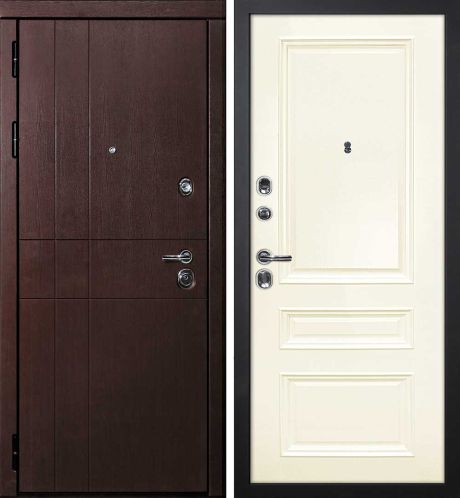 ДМ С-2 шагрень черный,замки Гардиан(ФП-1 орех премиум/Smalta-06 эмаль Ral1013 Слоновая кость)860ПР