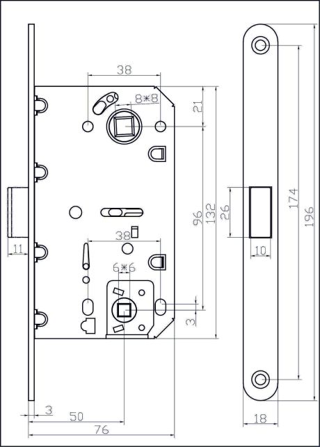 Защёлка врезная магнитная сантехническая ADDEN BAU WC-5096 MAG WHITE (цвет БЕЛЫЙ)