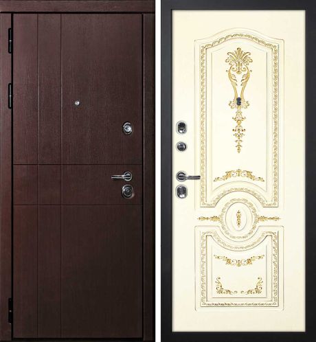 ДМ С-2 шагрень черный,замки Гардиан(ФП-1орех премиум/Smalta-11 эмальRal1013 Cл.кость пат.зол) 960 Л