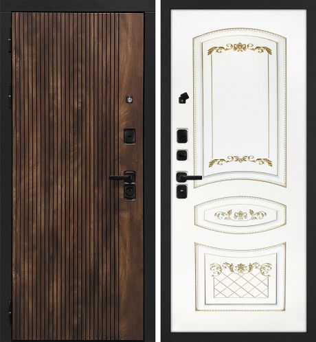 ДМ Лофт-1 муар черн,замкиKale,налич.ЧЕРН.ШАГР(Вертик.Дуб коньяк/Smalta-05Ral9003 Белый пат.зол)860 Л