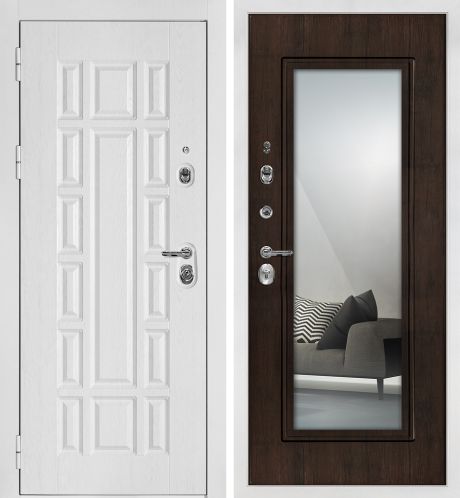 ДМ Квадро-124 белая шагрень,Kale252R/Border(Белый дуб факт.ФЛ-124/PR-192 Z Тиковое дер,зеркало)980ПР