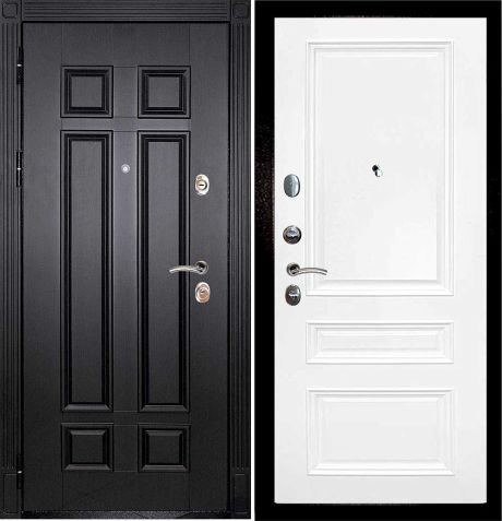 ДМ Гера-2 шагрень черный замки Kale (Венге ФЛ-2507 / Smalta-06 эмаль Ral9003 Белый) / 960 ПР 