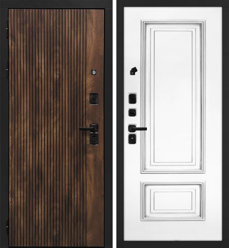 ДМ Лофт-1 муар черн,замкиKale,налич.ЧЕРН.ШАГР(Вертик.Дуб коньяк/Smalta-08Ral9003 Белый пат.сер)860 Л