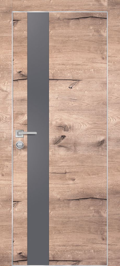 PX-10 PP дуб пацифик, 900*2000 серый мателак /врезка под петли и замок AGB/ Al-кромка с 4-х ст