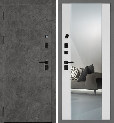 ДМ Урбан-127 муар серый, Kale 252R/Border (Бетон темный ФЛ-127/PR-71 Z Белоснежный,зеркало)880 Л