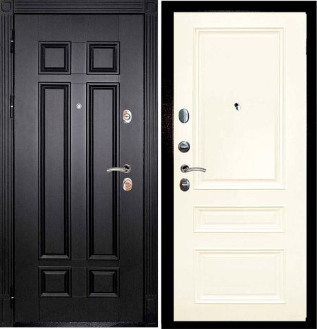 ДМ Гера-2 шагрень черный замки Kale (Венге ФЛ-2507 / Smalta-06 эмаль Ral1013 Слоновая кость) / 960 Л