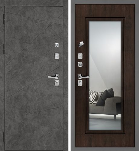 ДМ Урбан-127 муар серый, Kale 252R/Border (Бетон темный ФЛ-127/PR-192 Z Тиковое дер,зеркало)980ПР