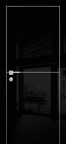 HGX-19 PET черный глянец, 600*1900 Al-молдинг 5мм/врезка под петли и замок AGB/ Al-кромка с 4-х ст