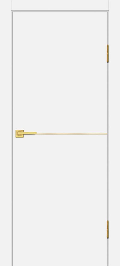 P-19 NEW PP белый, 900*2000 золотой молдинг 5мм/врезка под замок и ручку