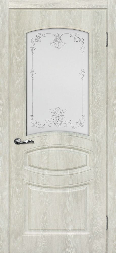 Сиена-5 шале PVC дуб седой ДО 2000х700 стекло сатинат, контурный полимер серебро