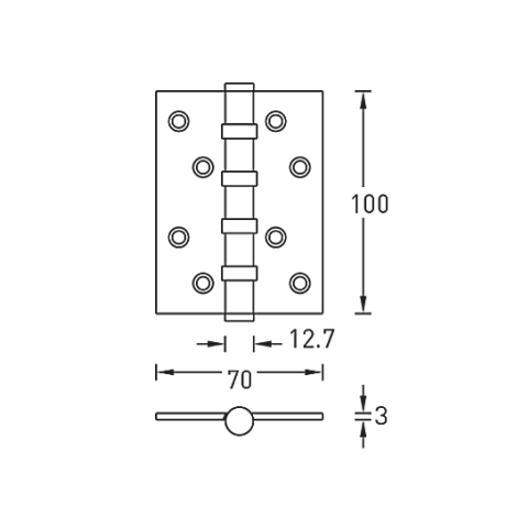 Универсальная петля врезная латунная A010-C 100X70X3-4BB-1ACF (кофе)