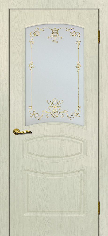 Сиена-5 PVС ваниль ДО2000х600 стекло сатинат, контурный полимер золото