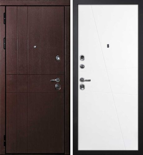 ДМ С-2 шагрень черный, замки Гардиан  (ФП-1 орех премиум/Smalta-Line 02 эмаль Белый)  960 ПР