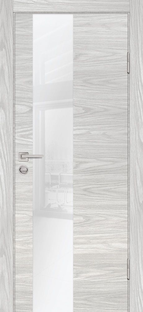 P-6 NEW PP дуб скай бежевый, 700*2000 стекло белоснежный лакобель