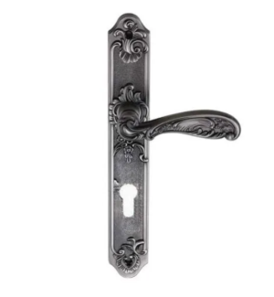 Ручка FLOR BL. SILVER (CL) (на планке под ключевой цилиндр, чернёное серебро)