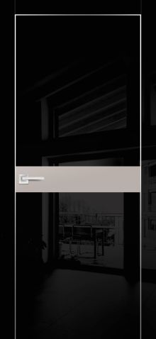 HGX-13 PET черный глянец, 600*2000 стекло латте мателак /врезка под петли и замок AGB/, 2отв.