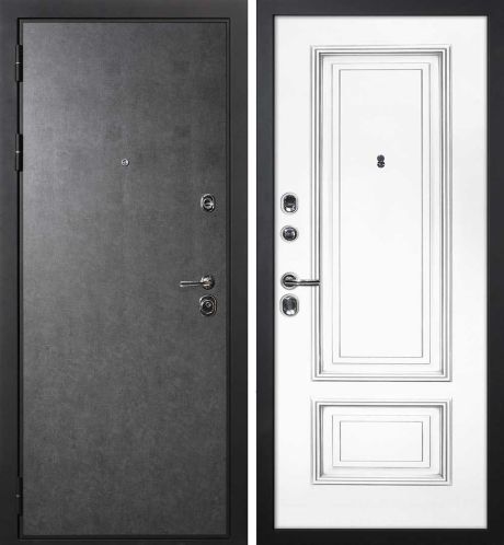 ДМ П-2/1 черн.муар,замки Kale (ФП гладкая штукат. графит/Smalta-08 эмаль Ral9003 Белый пат.сер)960ПР