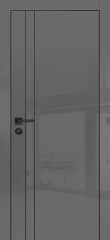 HGX-20 PET графит глянец, 600*1900 черный -молдинг 5мм/врезка под петли и замок AGB/ чкрная кромка