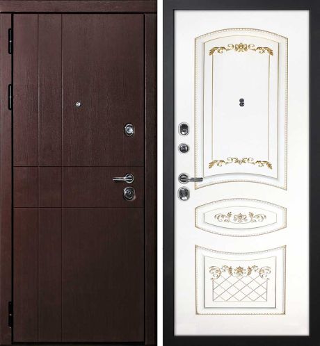 ДМ С-2 шагрень черный,замки Гардиан(ФП-1 орех премиум/Smalta-05 эмальRal9003 Белый пат. золото)860ПР