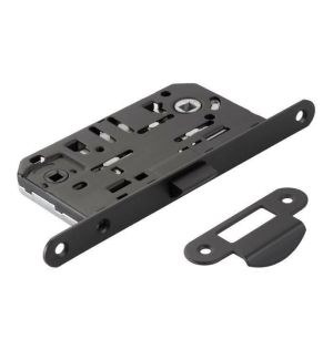 Защёлка врезная сантехническая с пластиковым язычком ADDEN BAU. WC 414 BLACK (цвет ЧЕРНЫЙ МАТОВЫЙ)