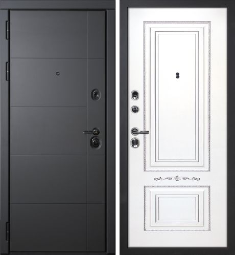 ДМ Э-1,серый муар, замки Mottura  (ФП-10 серый софт / Smalta-04 эмаль Ral9003 Белый пат.сер) 860 Л