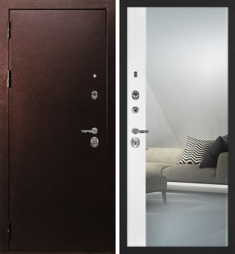 ДМ С-3 антик медь, замки Гардиан (металл гладкий /Оптима Макси,белый матовый,зеркало ) 960ПР