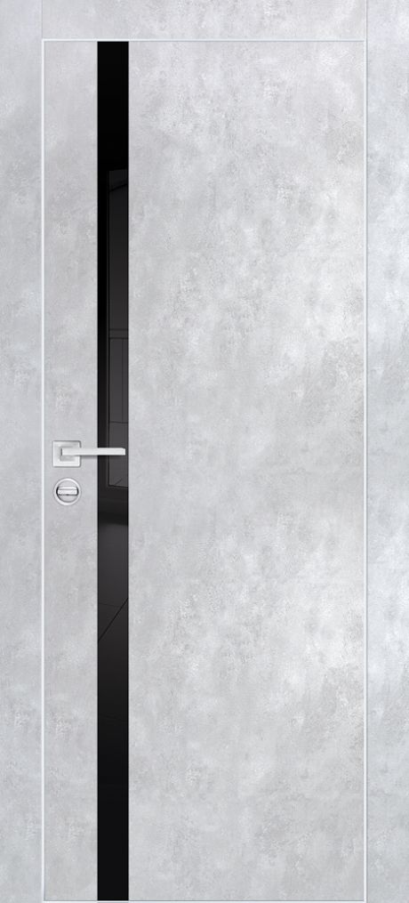 PХ-8 РР серый бетон, 700*2000 черный лакобель / врезка под петли и замок AGB/ AL кромка с 4-х с