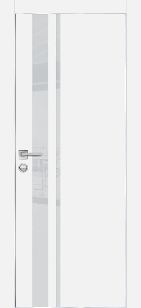 PX-16 PP белый, 800*2000 стекло лунный лакобель /врезка под петли и замок AGB/ Al кромка с 4-х ст.