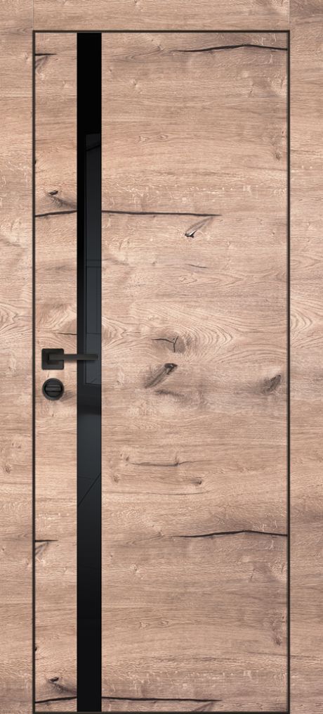 PX-8 PP дуб пацифик, 800*2000 черный мателак /врезка под петли и замок AGB/ черная кромка с 4-х ст.