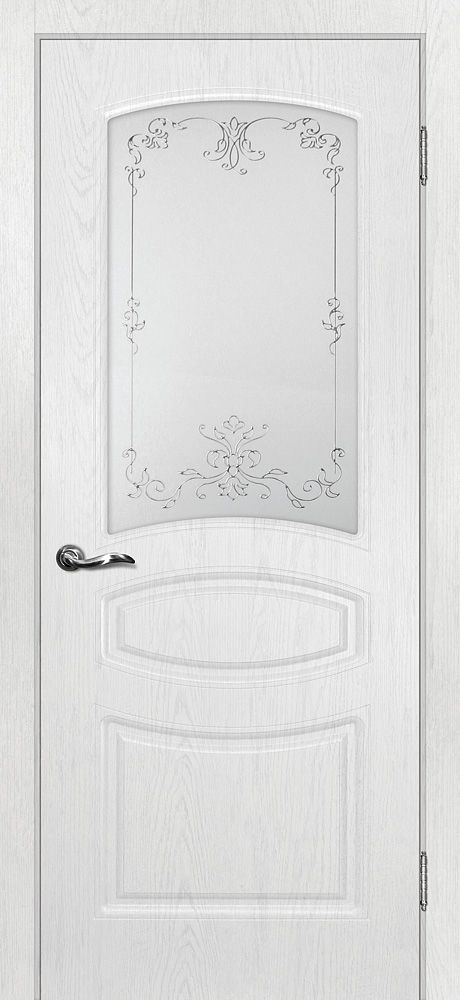 Сиена-5 nanotex пломбир ДО2000х800 стекло сатинат, контурный полимер серебро