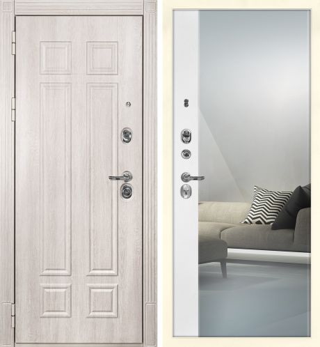 ДМ Гера-2 шагрень RAL1013, замки Kale (Дуб филад.крем ФЛ-2507/Оптима Макси,белый матовый,зерк) 860 Л