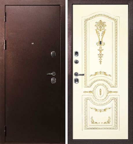 ДМ С-3 антик медь, замки Гардиан (металл гладкий / Smalta-11 эмаль Cлон.кость пат.золото) 960 Л