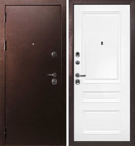 ДМ С-3 антик медь, замки Гардиан (металл гладкий / Smalta-06 эмаль Ral9003 Белый) 860 ПР