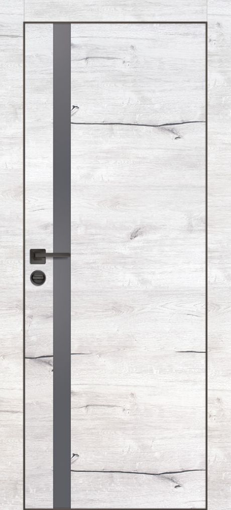 PX-8 PP дуб арктик, 600*2000 серый мателак /врезка под петли и замок AGB/ черная кромка с 4-х ст
