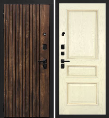 ДМ Лофт-1 муар черн,замкиKale,налич.ЧЕРН.ШАГР(Вертик.Дуб коньяк/Фрейм-03 шпон Ясень бискв.пат) 860ПР