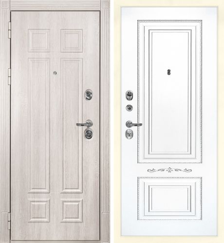 ДМ Гера-2 шагр.RAL1013 замки Kale(Дуб филад.кремФЛ-2507/Smalta-04эмальRal9003Белый,пат.серебро)/860Л