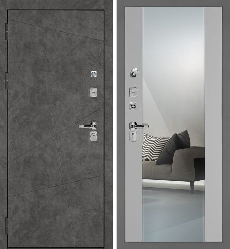 ДМ Урбан-127 муар серый, Kale 252R/Border (Бетон темный ФЛ-127 /PR- 71 Z Агат, зеркало) 880 ПР