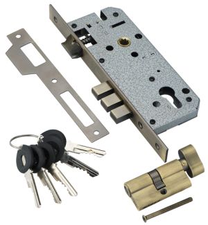 Замок врезной с секретным цилиндром 60мм.5 кл. ADDEN BAU. LOCK 4585 5-60B D BRONZE (цвет БРОНЗА)