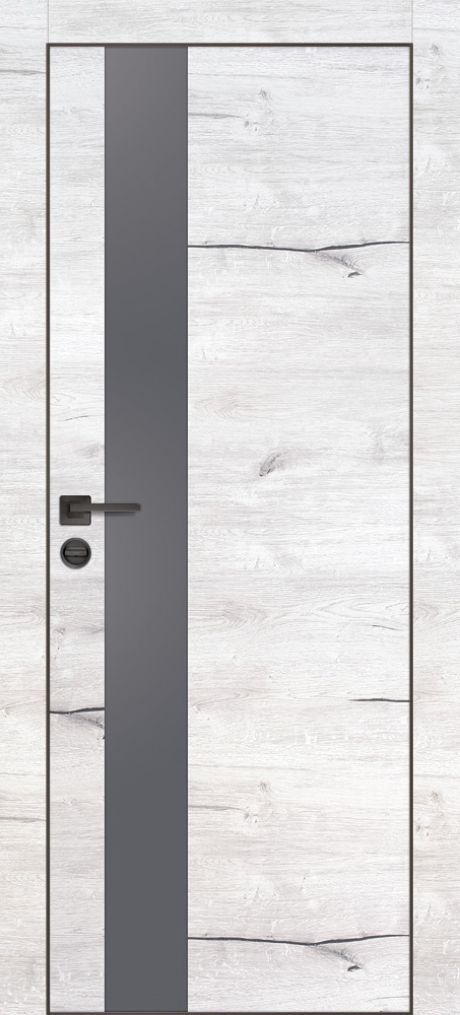 PX-10 PP дуб арктик, 600*2000 серый мателак /врезка под петли и замок AGB/ черная кромка с 4-х ст.