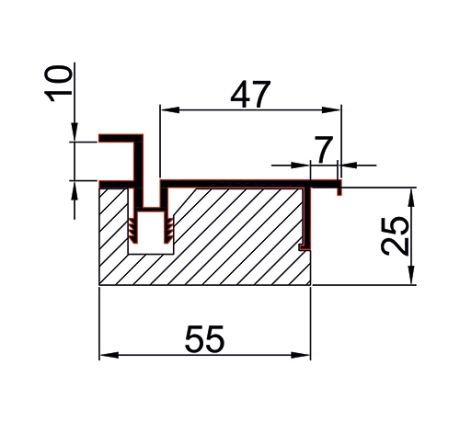 Коробка AL-Invisible Хром NEW h-2250 (к пол.h-2100-2150) врезка под 2 петли KronaK /ком.2,5 шт/ ЛВ