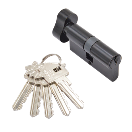 Ключевой цилиндр ADDEN BAU. CYL 5-60 KNOB BLACK (цвет ЧЕРНЫЙ) ключ-завертка, 5 ключей, 60 мм