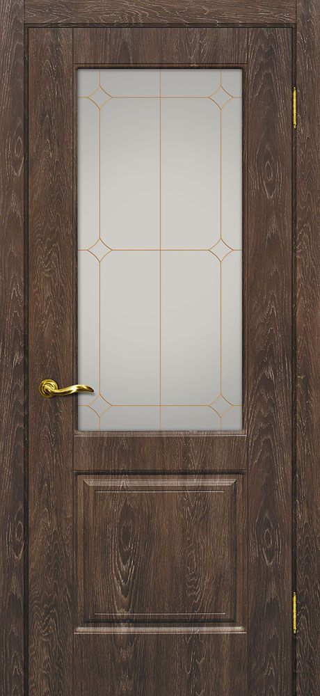 Версаль-1 шале PVC дуб корица ДО 2000х900 стекло сатинат, контурный полимер золото