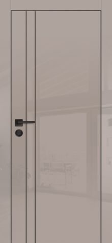 HGX-20 PET латте глянец, 600*2000 черный -молдинг 5мм/врезка под петли и замок AGB/ чкрная кромка 