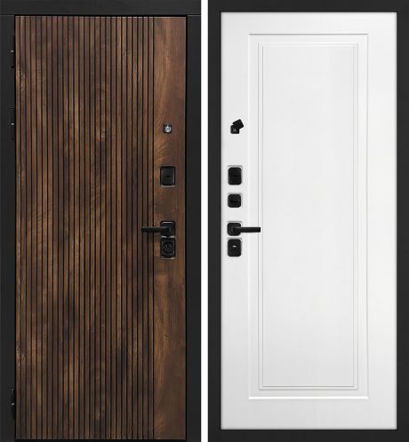 ДМ Лофт-1 муар черн,замкиKale,налич.ЧЕРН.ШАГР(Вертик.Дуб коньяк/Smalta-Line06 Ral9003 Белый) 960 Л