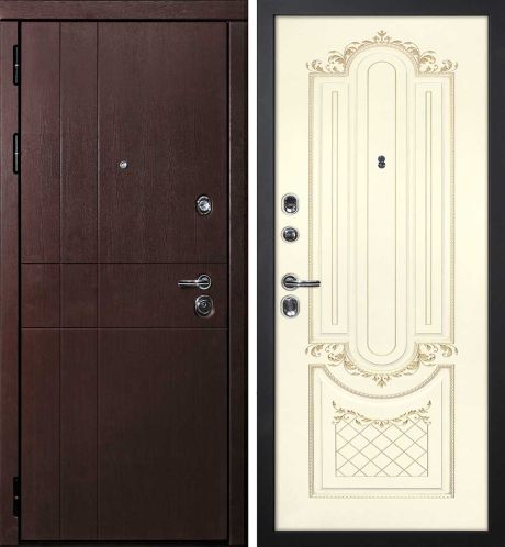 ДМ С-2 шагрень черный,замки Гардиан(ФП-1орех премиум/Smalta-13 эмальRal1013 Cл.кость пат.зол) 960 ПР