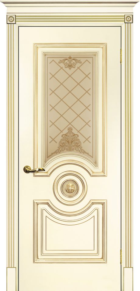 Smalta-18 ДО 900*2000  Ral1013 Слоновая кость, патина золото, шелкотрафаретная печать /ИД/