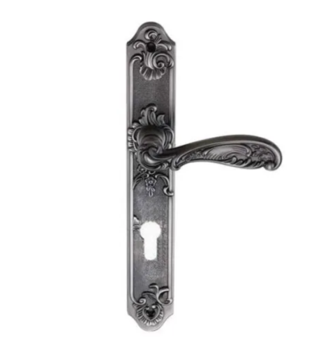 Ручка FLOR BL. SILVER (CL) (на планке под ключевой цилиндр, чернёное серебро)