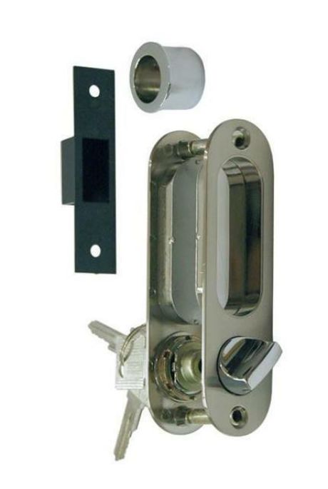 Ручка для раздвижной двери с механизмом A-K01/02-V1HH, ключ-завёртка, цвет никель