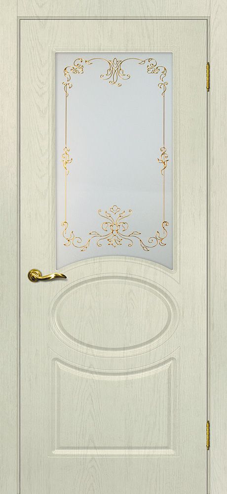 Сиена-1 PVС ваниль ДО2000х600 стекло сатинат, контурный полимер золото