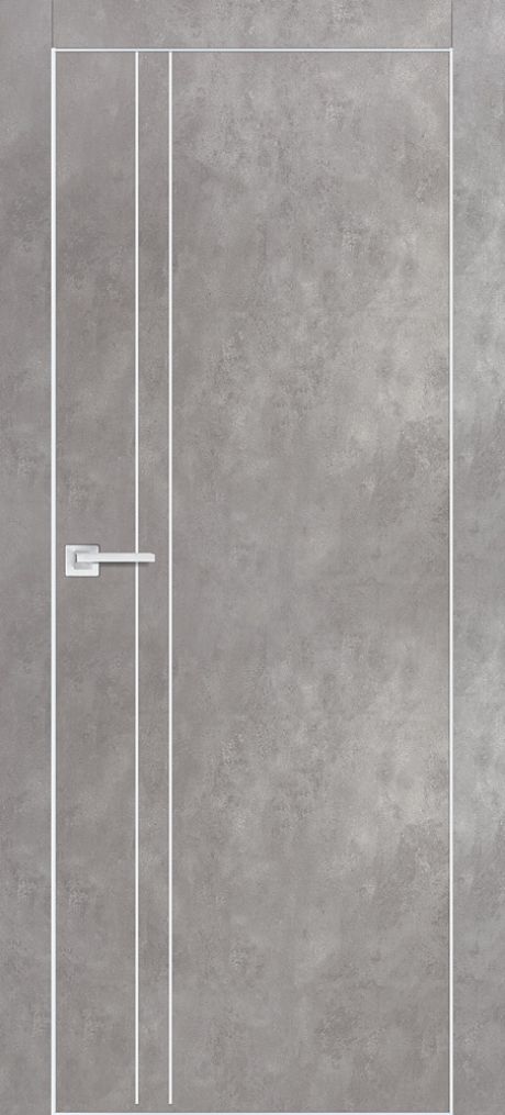 PX-20 PP серый бетон, 600*2000 Al-молдинг /врезка под петли и замок AGB/ Al-кромка с 4-х сторон